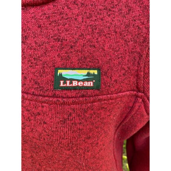 LL Bean Heathered Red 1/4 Snap Sweater Fleece Pullover Size Large MSRP $89 - Picture 2 of 10